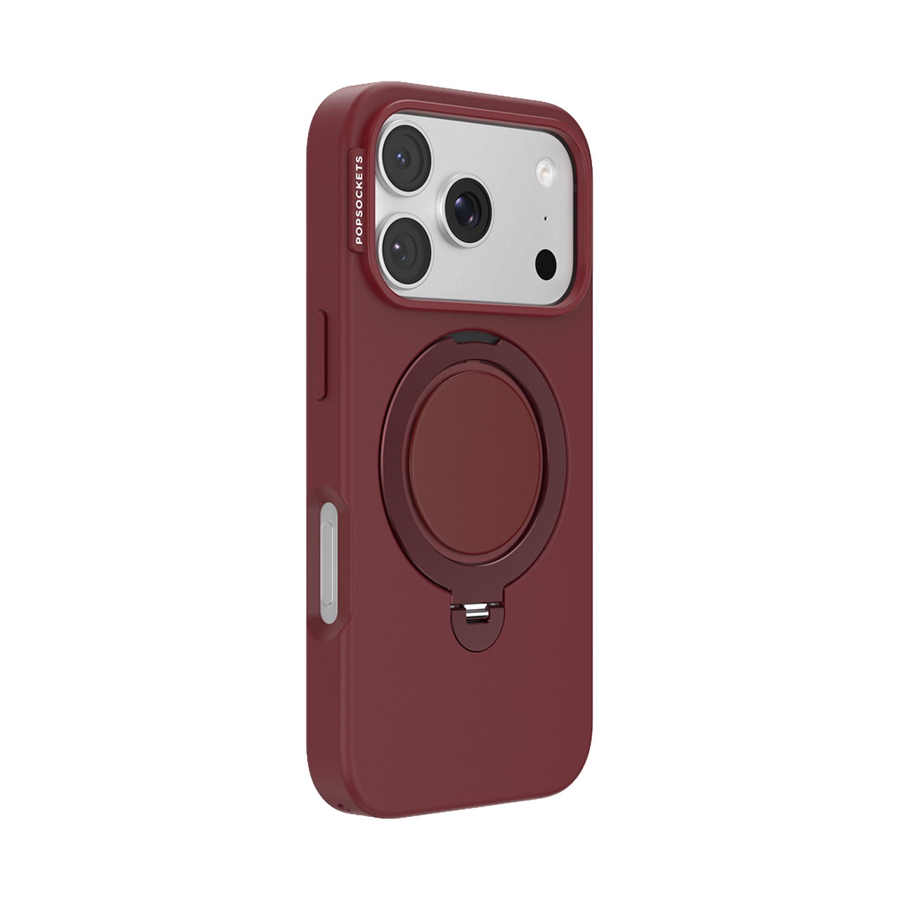Angle. PopSockets - Low Pro Case iPhone 18 Pro/17 Pro - Burgundy.