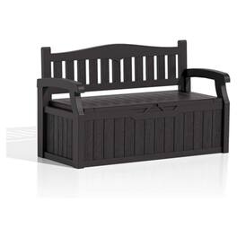 Hivvago - Heavy Duty Plastic Outdoor Storage Garden Bench Patio Deck Box - Black