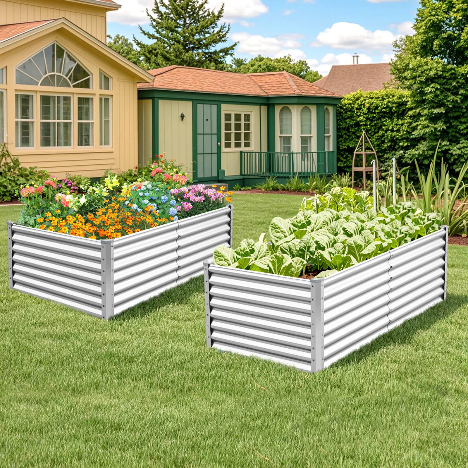 Alt View 1. Costway - Costway Raised Garden Bed Large Metal Planter Box Kit for Vegetable Herb 6' x 3' x 2' - Silver.