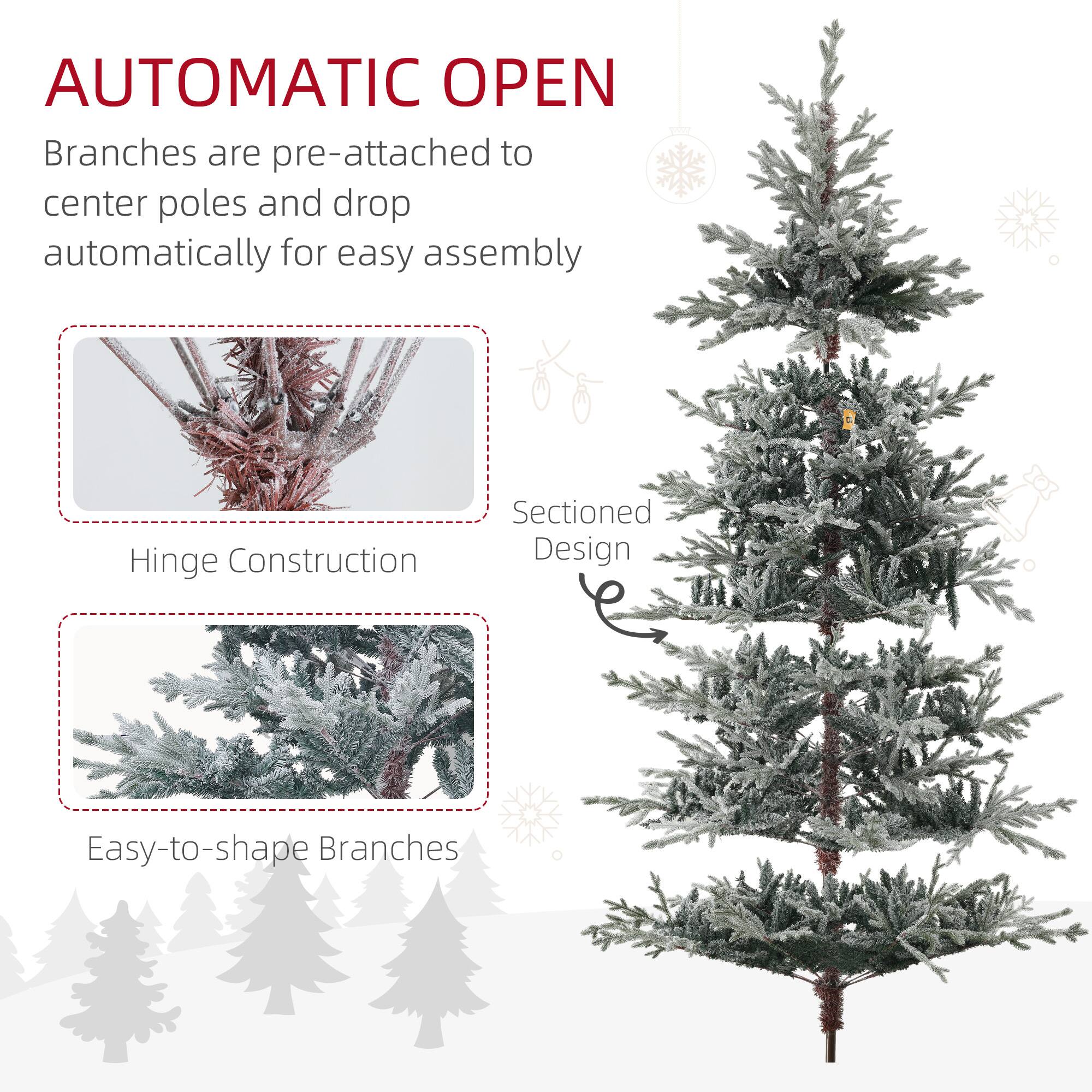 **AUTOMATIC OPEN**

Branches are pre-attached to center poles and drop automatically for easy assembly

- Sectioned Hinge Construction Design
- Easy-to-shape Branches