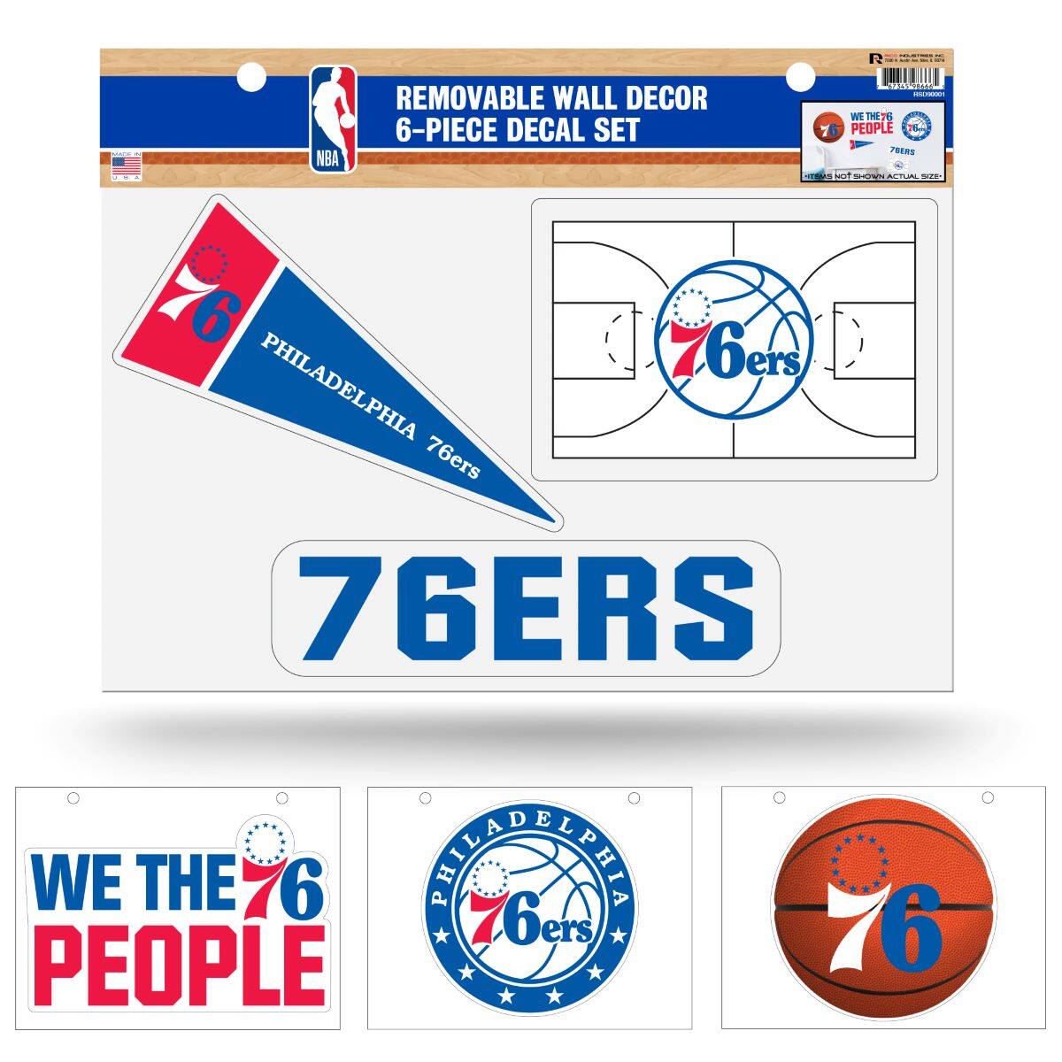 **Removable Wall Decor 6-Piece Decal Set**

- Philadelphia 76ers
- 76ers
- We the 76 People
- Philadelphia 76ers
- 76
- Basketball with 76