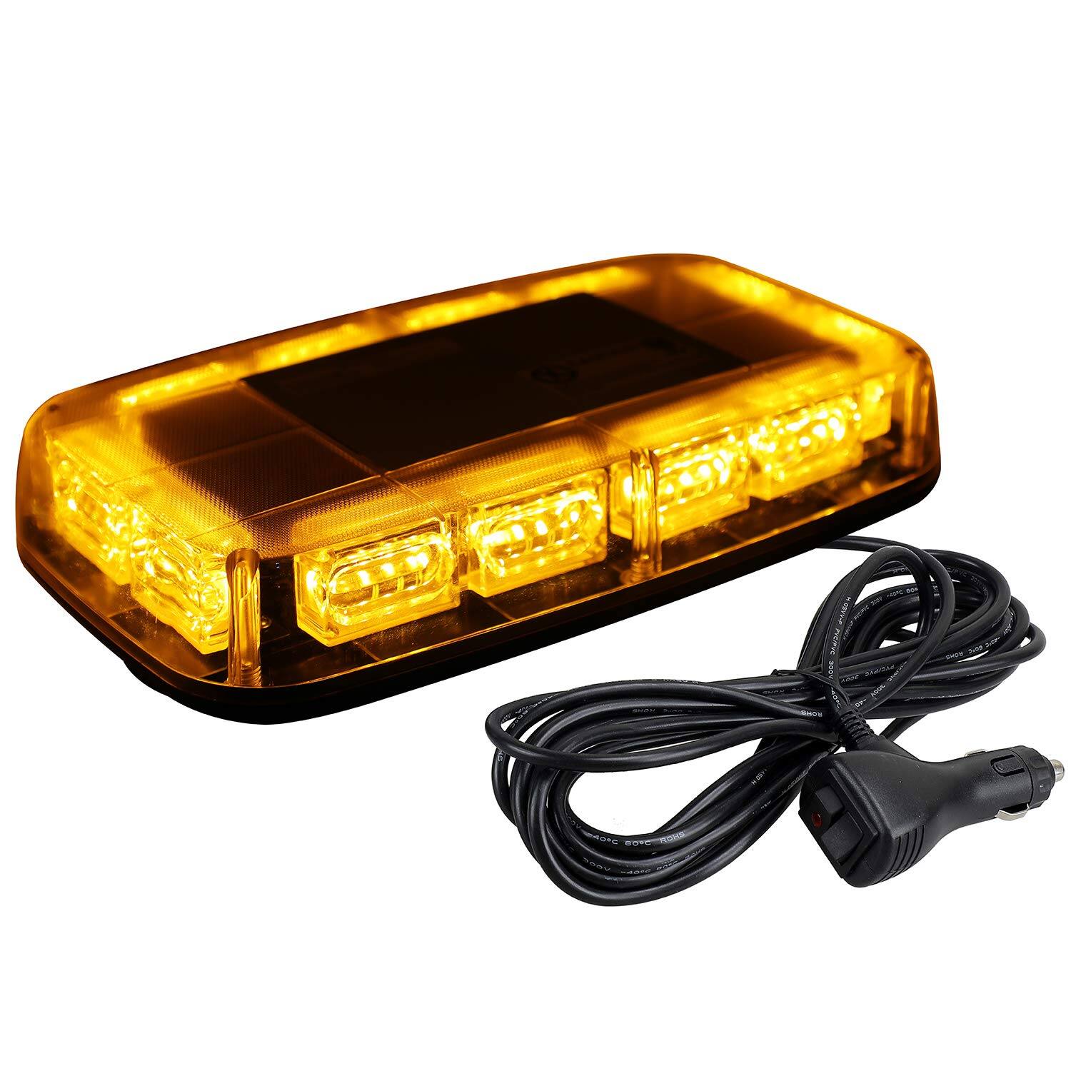COTTAGE - upgraded led roof top strobe lights high visibility emergency safety warning led mini light bar magnetic base - Amber