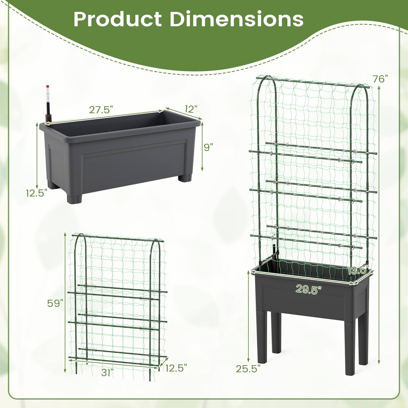Product Dimensions: 76" x 27.5" x 12" x 9" x 12.5" x 59" x 29.5" x 13.5" x 31" x 12.5" x 25.5"