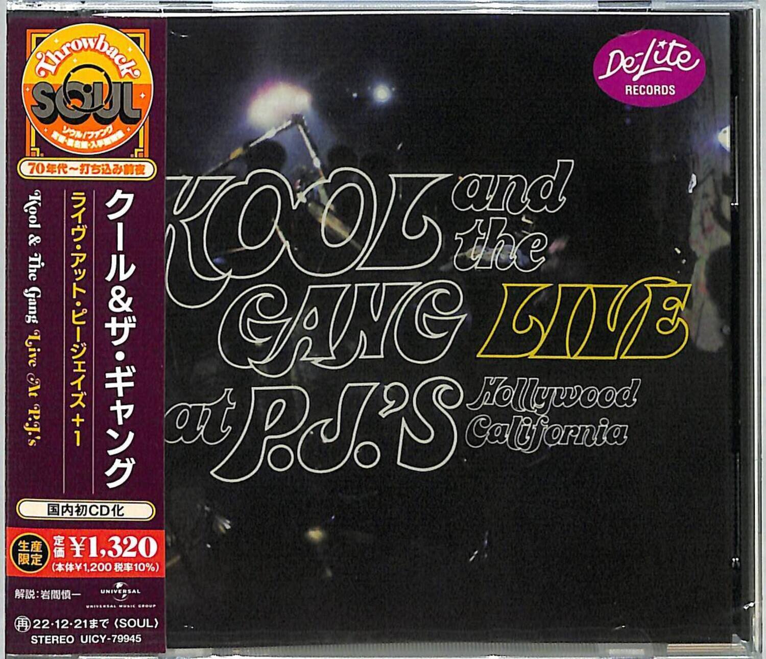 Blisorbak Defite RECORDS SOUL  
70~ Kool and Gang The & 1000 the Live 1  
GANC LIVE At Hollywood P.J's at PJ.S California CD  
1,320 1,200 10%)  
UNIVERSAL : 221221 (SOUL)  
STEREO UICY-79945
