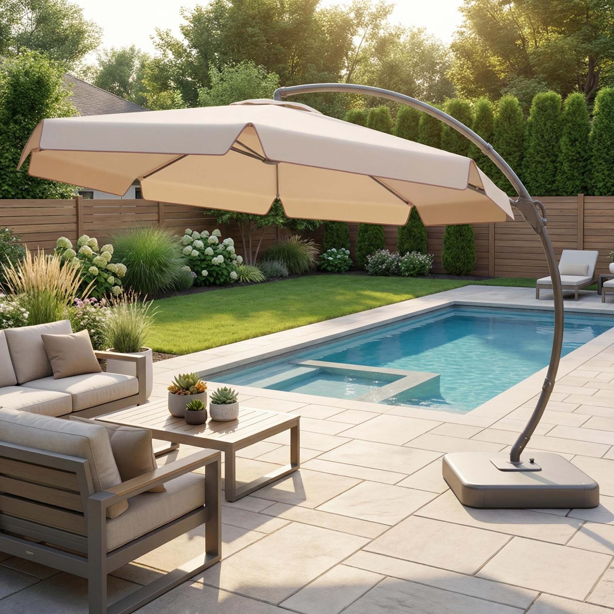 Alt View 5. Boyel Living - 11ft Champagne Luxury Patio Umbrella UV Protection - Champagne.