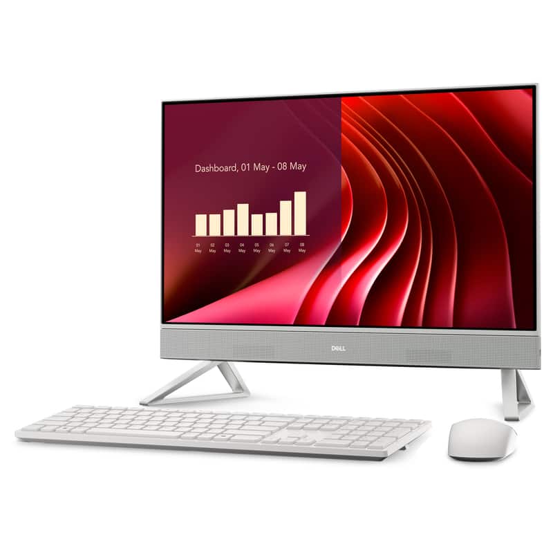 Dell - 23.8" FHD Touchscreen All-in-One Desktop,Intel Core 7 150U,64GB DDR5,2TB SSD+1TB Docking Station,Win 11 - White