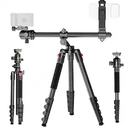 HM 1810 - Basics 66 5 Travel Tripod For Camera Lightweight Dslr Stand With Ball Head Arca Type Qr Plate Cell Phone - Overhead Tripod w/Dual Camera Setups