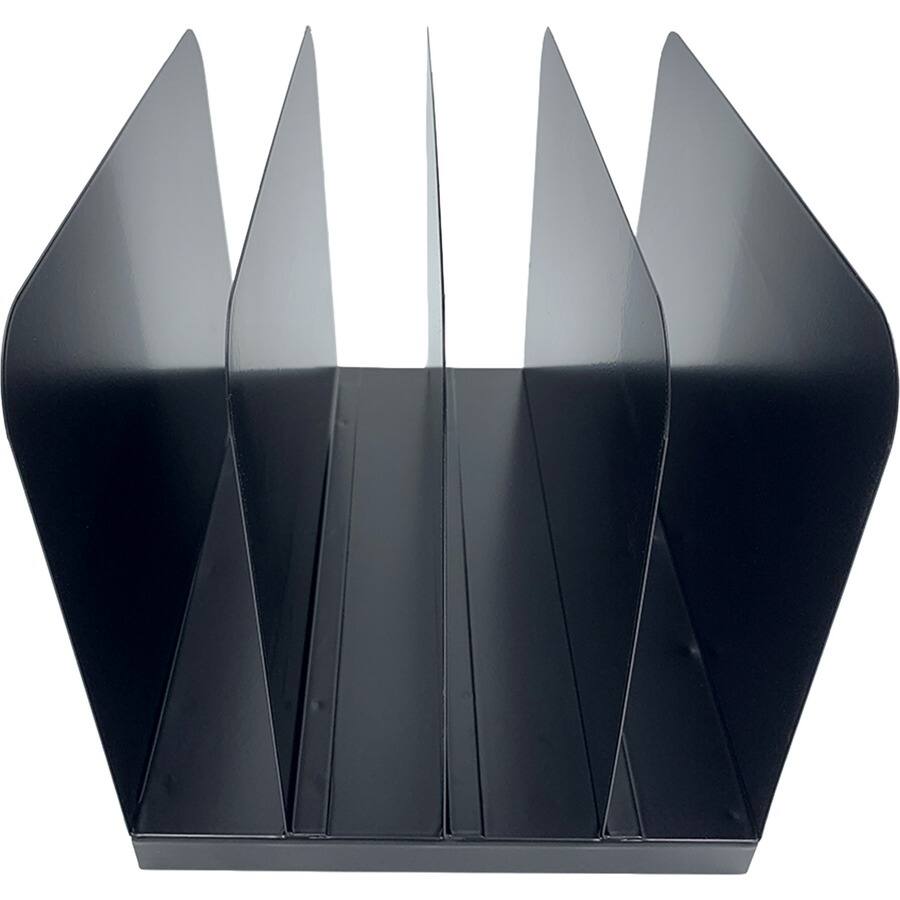 Angle. Huron - Huron Vertical Desk Organizer 4 Compartment Vertical 7.75" x 11" x 11" Durable Black Steel - Black.