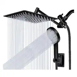 Dazzed Corner - 10” Rain Shower Head & Handheld Combo with Adjustable Arm & Flow Regulator - Black