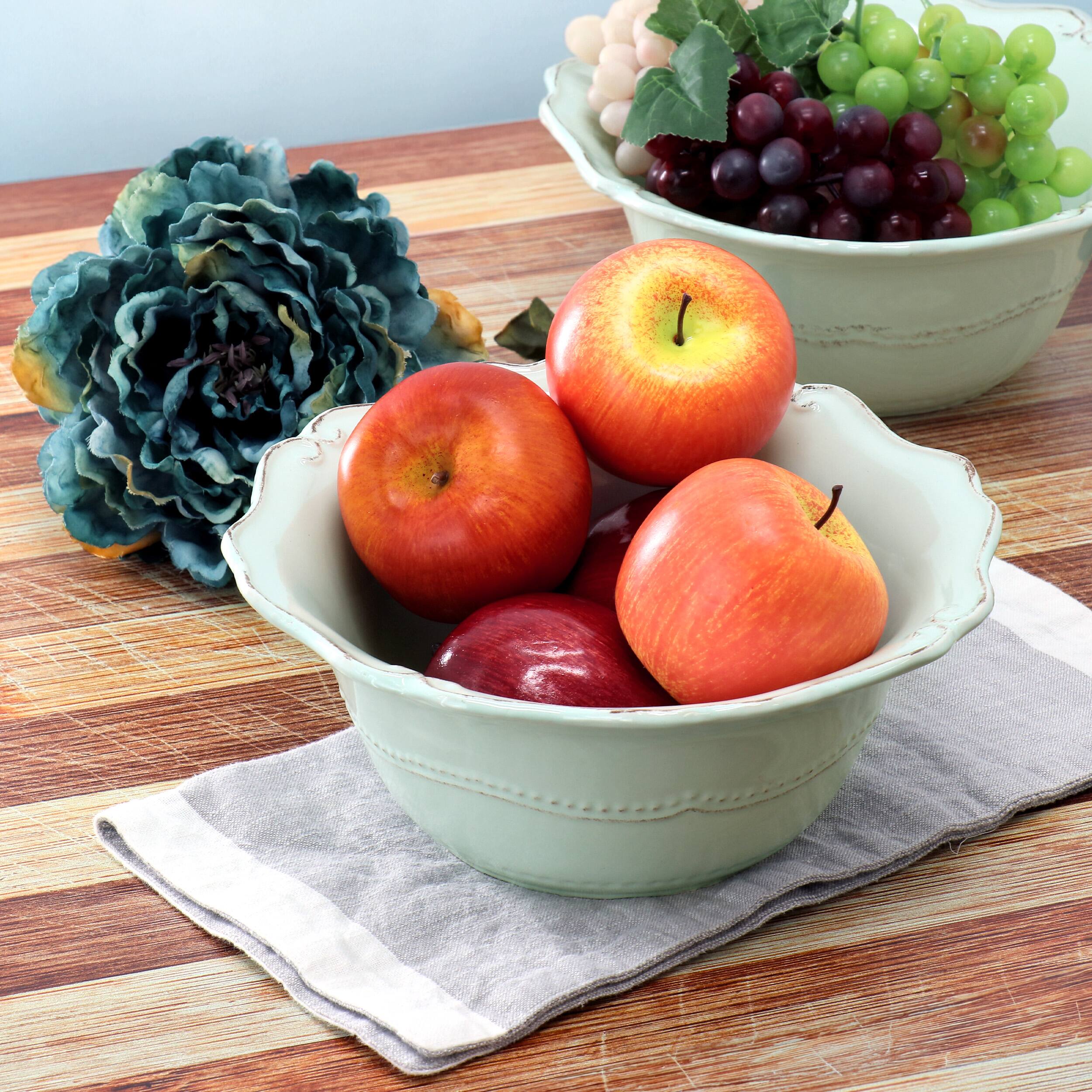 Alt View 4. Modern Southern Home - Modern Southern Home Capri 2 Piece 10 Inch Scalloped Stoneware Serving Bowl Set in Egg Blue - Blue.