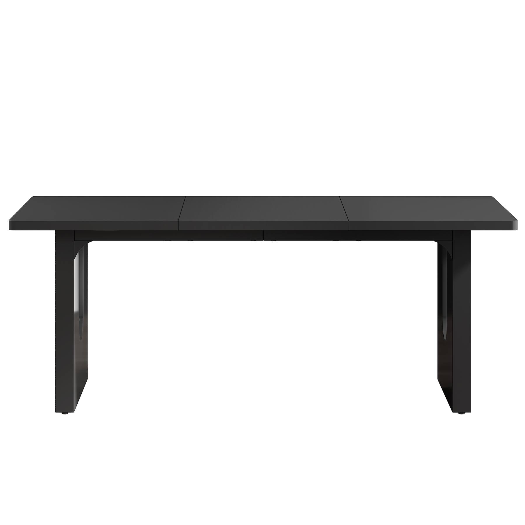 Left. APRILSOUL - 71in Modern Black Table for 6-8 People Large Rectangular Table with Wood Pedestal Base for Room Office or Restaurant - Black.