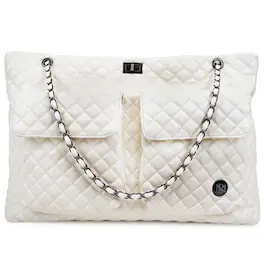 Badgley Mischka - Diana XL Quilted Vegan Leather Weekender Duffel Bag - Cream