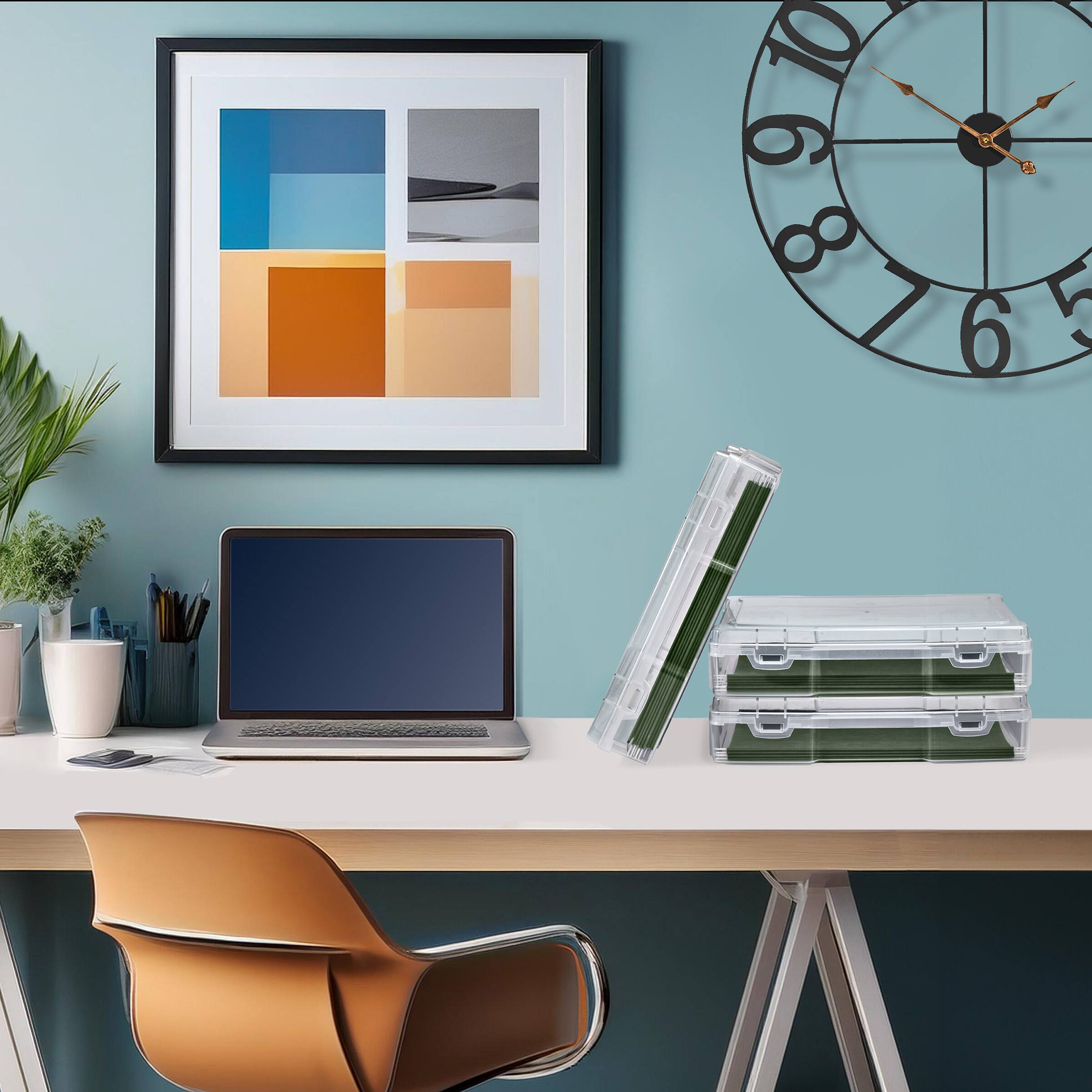 Left. Sorbus - Sorbus Set of 3 Wide Hanging File Organizer Bin, Interior 10"x12" Clear Plastic Stackable for Document Storage - Clear.