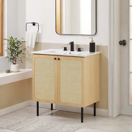 Front. Modway - Chaucer Bathroom Cabinet Basin Not Included by Modway - Oak.