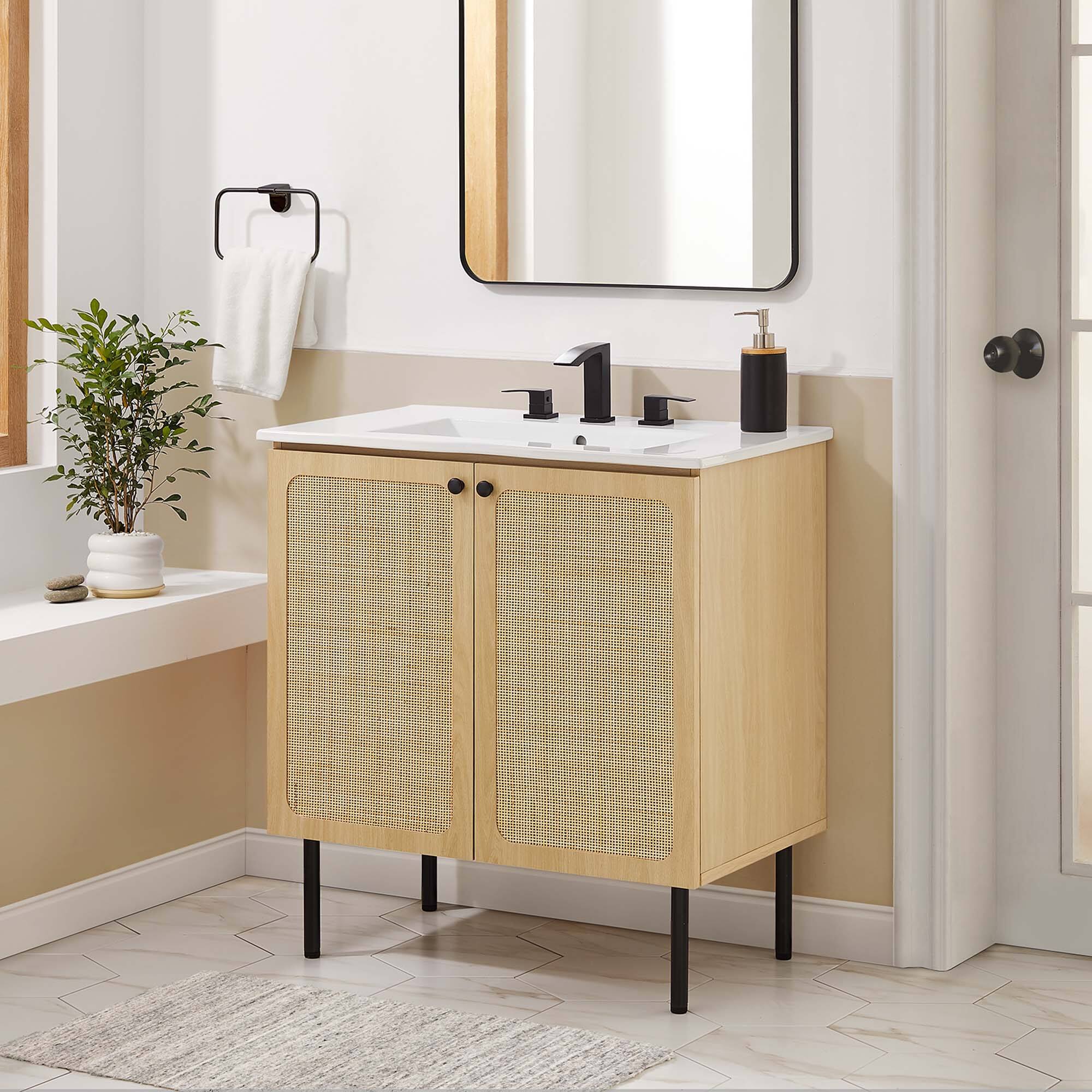 Front. Modway - Chaucer Bathroom Cabinet Basin Not Included by Modway - Oak.