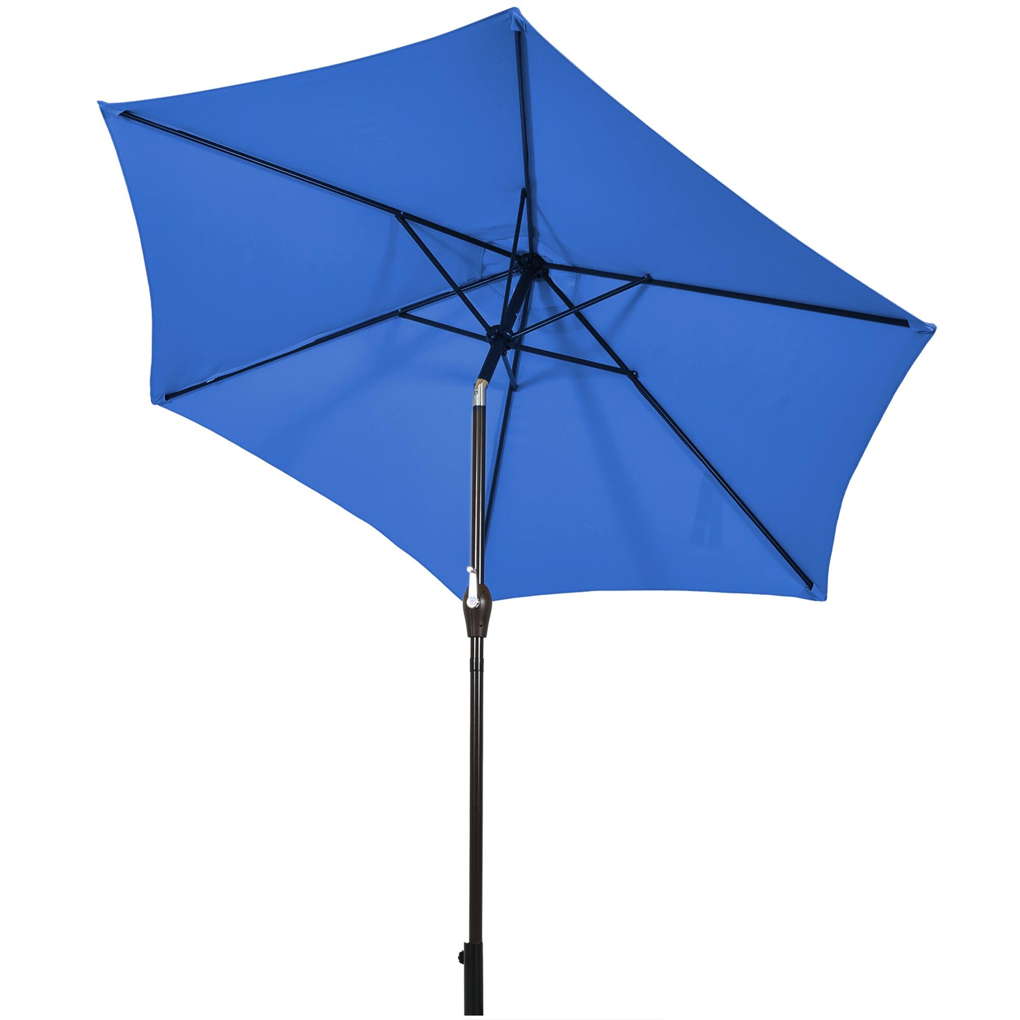 Alt View 4. Gymax - Gymax 9 ft Outdoor Patio Market Table Umbrella Garden Yard w/ Crank 6 Ribs Blue - Blue.