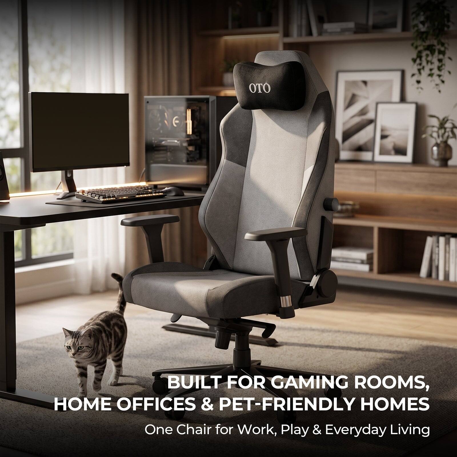 OTO

BUILT FOR GAMING ROOMS, HOME OFFICES & PET-FRIENDLY HOMES
One Chair for Work, Play & Everyday Living