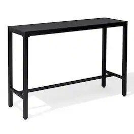 Crestlive Products - 55in Patio Plastic Wood Top Steel Frame Bistro Bar Height Rectangle Outdoor 15.67inWx55inL - Black