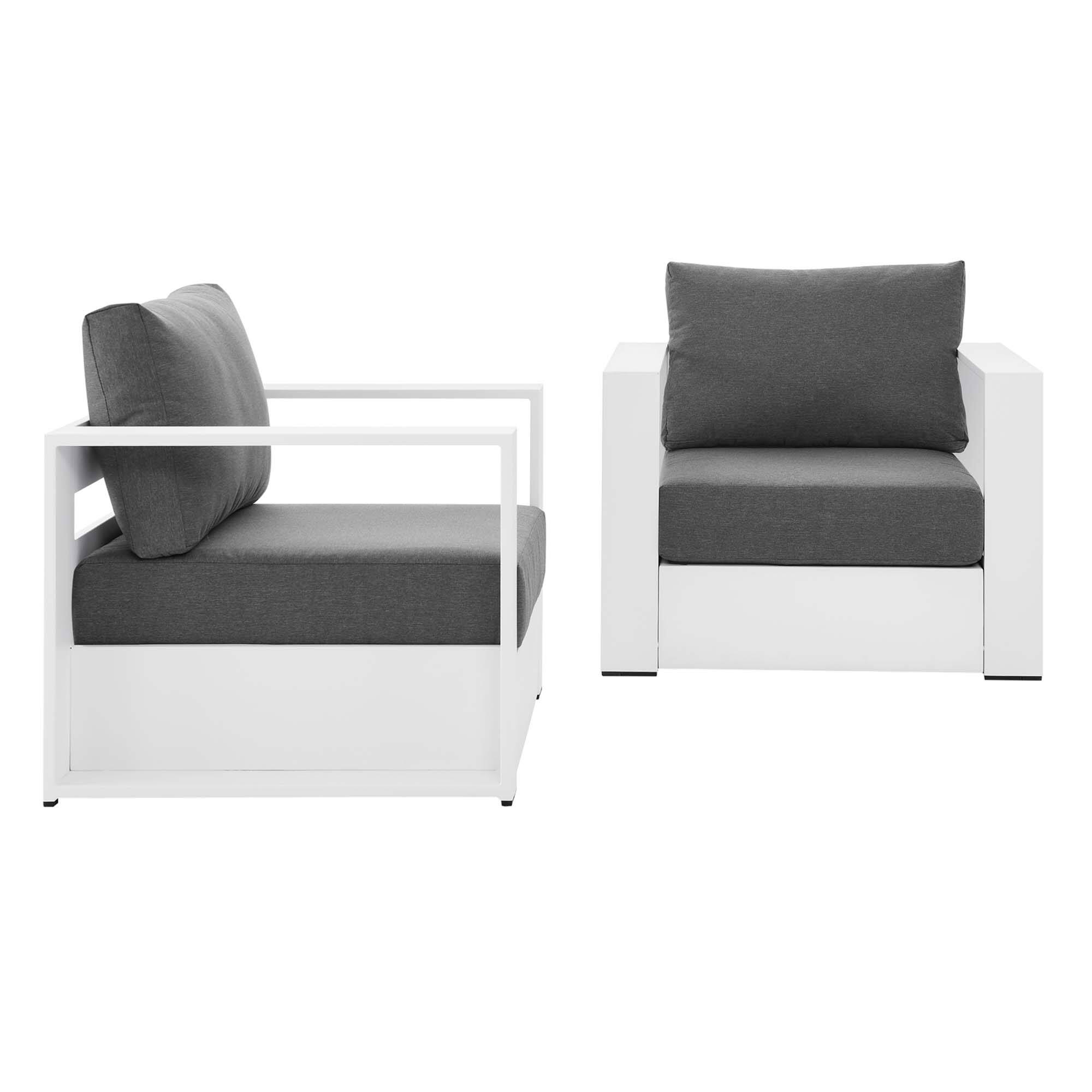 Left. Modway - Tahoe 2-Piece Outdoor Patio Powder-Coated Aluminum Armchair Set by Modway - White Charcoal.