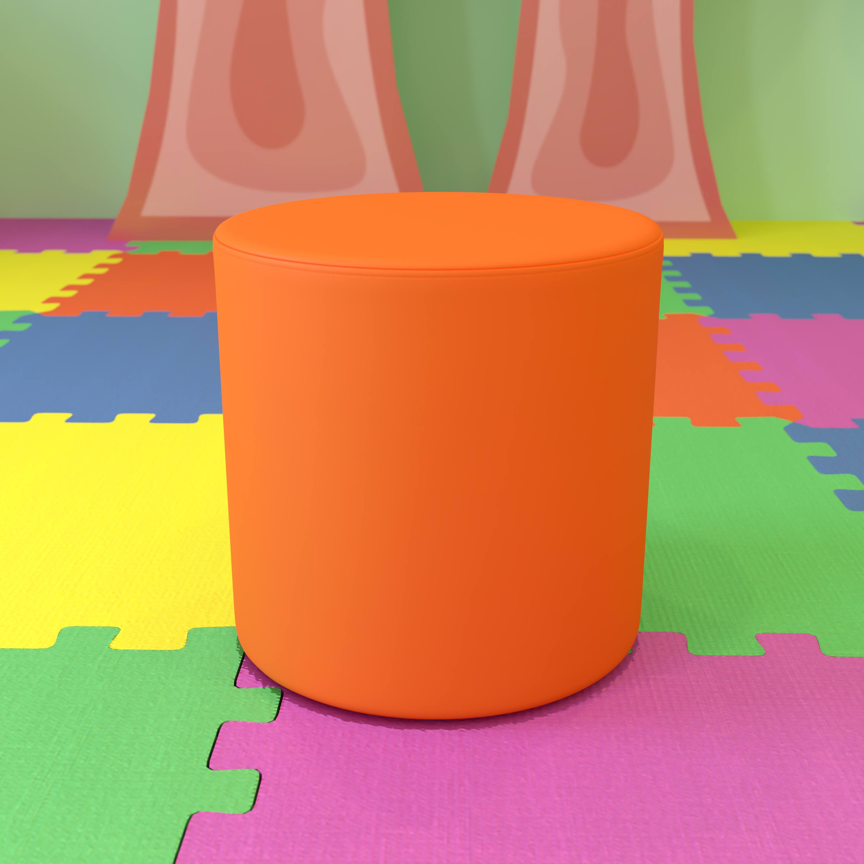 Alt View 1. Emma + Oliver - 18"H Soft Seating Flexible Circle Backless Chair for Classrooms and Common Spaces - Orange.