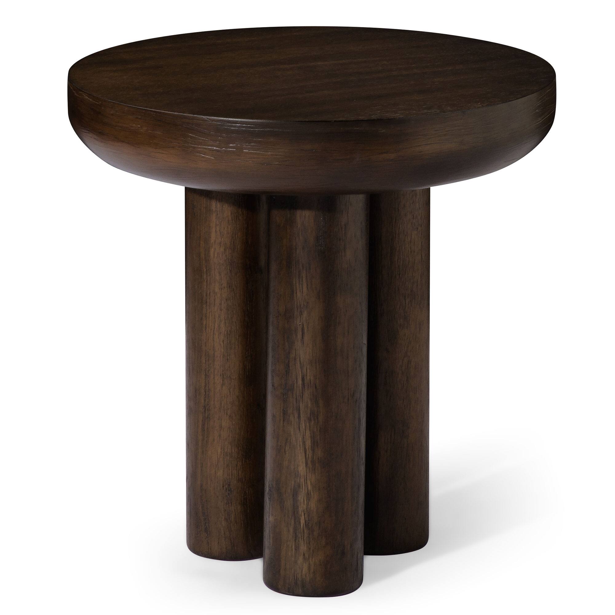 Alt View 1. Maven Lane - Maven Lane Owen Rustic 19" Round Wooden Side Table End Table, Aged Brown - Aged Brown.