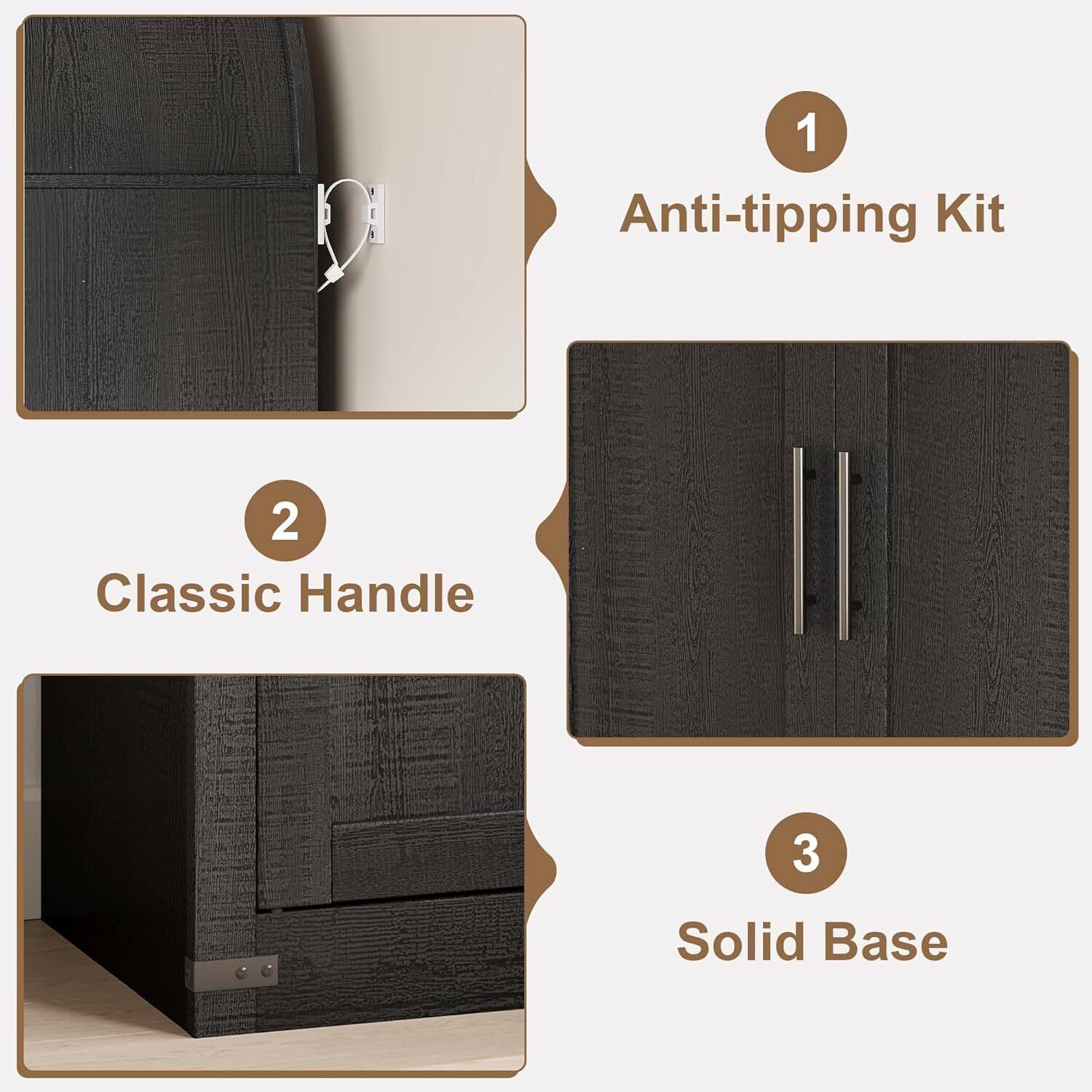 1. Anti-tipping Kit  
2. Classic Handle  
3. Solid Base