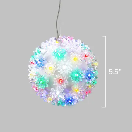 Front. RTMB - 5.5" Hanging Sphere Light with 50 LED Bulbs, UL Listed Indoor/Outdoor Decorative Hanging Ball for Parties - Multicolor.