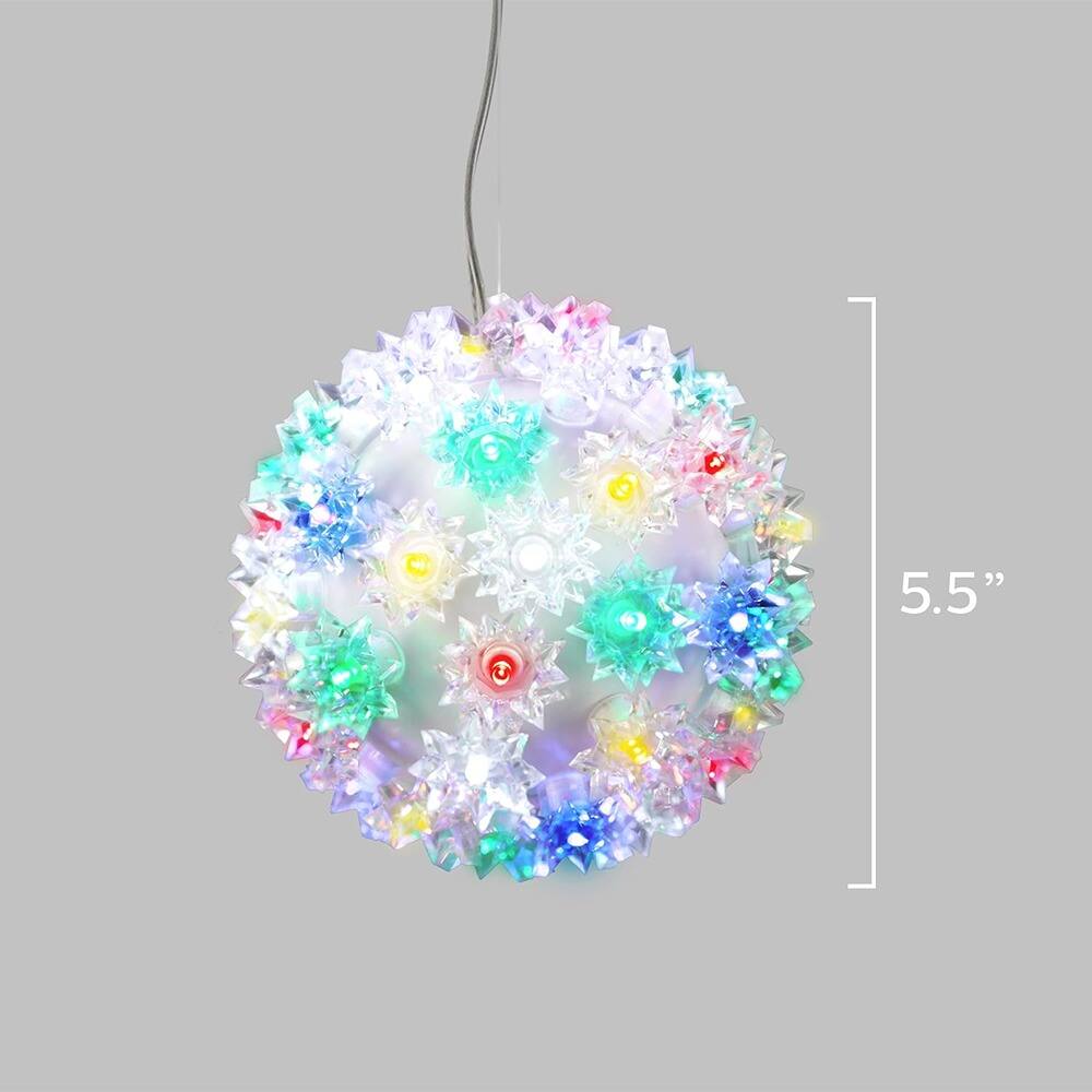 Front. RTMB - 5.5" Hanging Sphere Light with 50 LED Bulbs, UL Listed Indoor/Outdoor Decorative Hanging Ball for Parties - Multicolor.