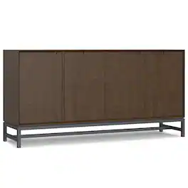 Simpli Home - Banting 72 inch Wide Solid Wood 4 Door Sideboard Buffet - Walnut Brown