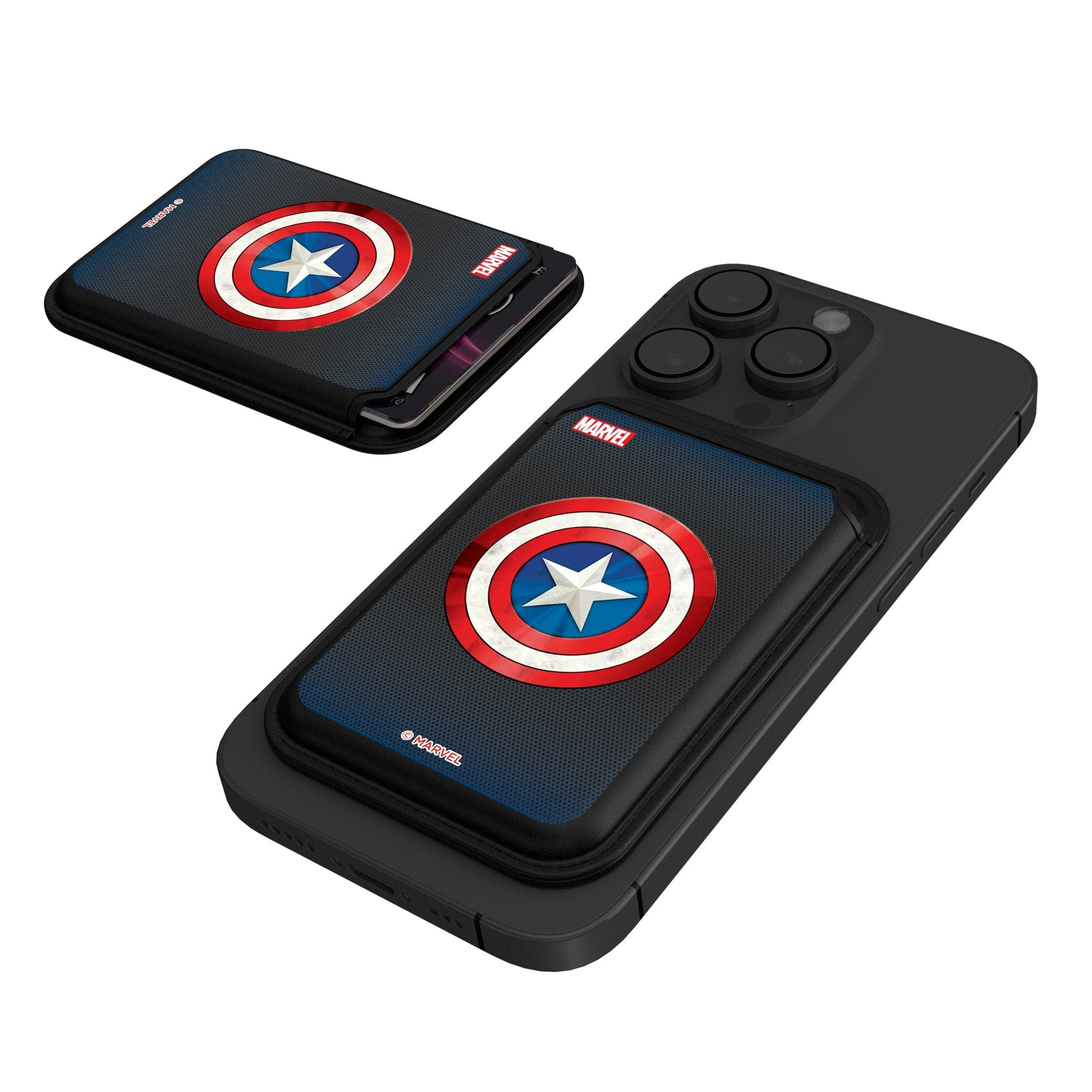Keyscaper - Marvel Grid Black Magnetic Credit Card Wallet - Captain America