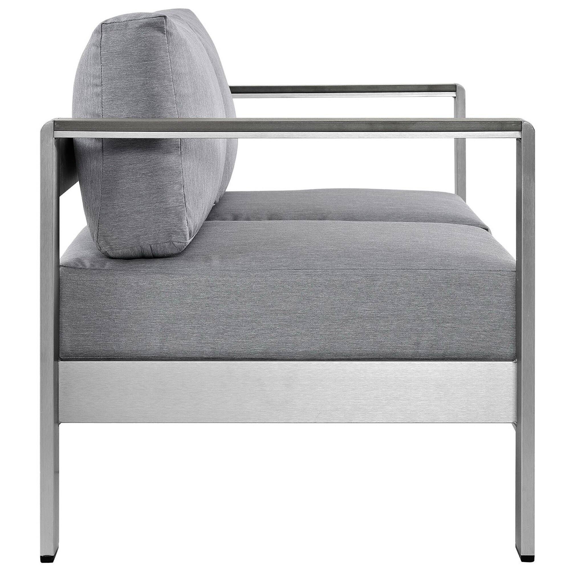 Left. Modway - Shore Outdoor Patio Aluminum Loveseat by Modway - Silver Gray.