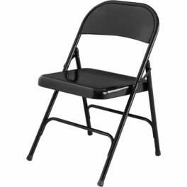 Lorell - Folding Chairs Powder Coated Frame Color Steel Material 4 / Carton - Black