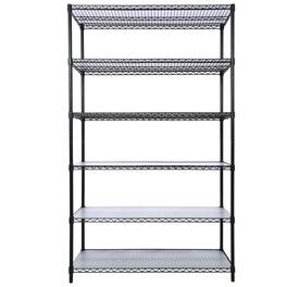 Boyel Living - 6 Tier Metal Black Shelf Wire Shelving Heavy Duty Adjustable Storage Rack with Wheels Shelf Liners 84H x 48L x 20D - Black