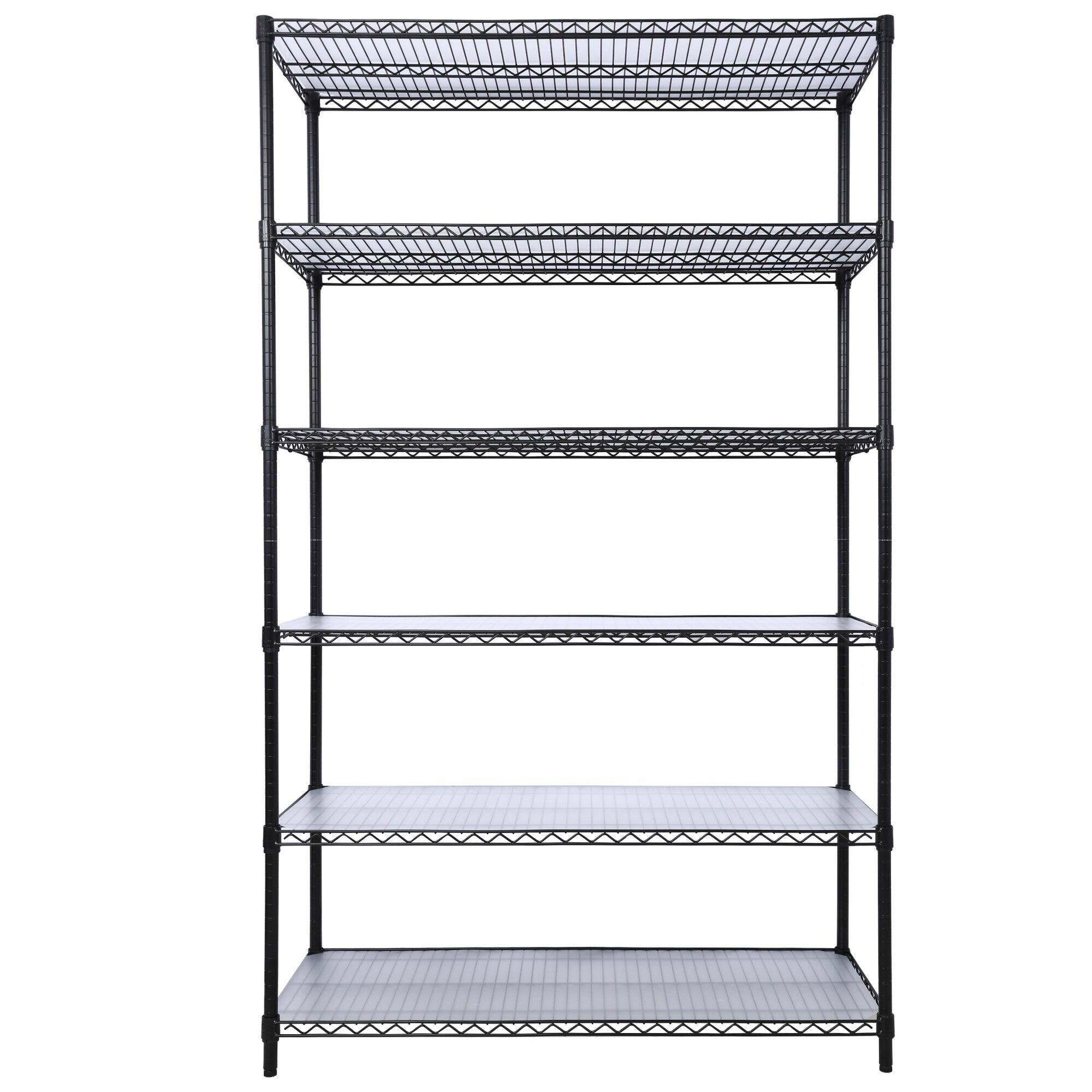 Front. Boyel Living - 6 Tier Metal Black Shelf Wire Shelving Heavy Duty Adjustable Storage Rack with Wheels Shelf Liners 84H x 48L x 20D - Black.