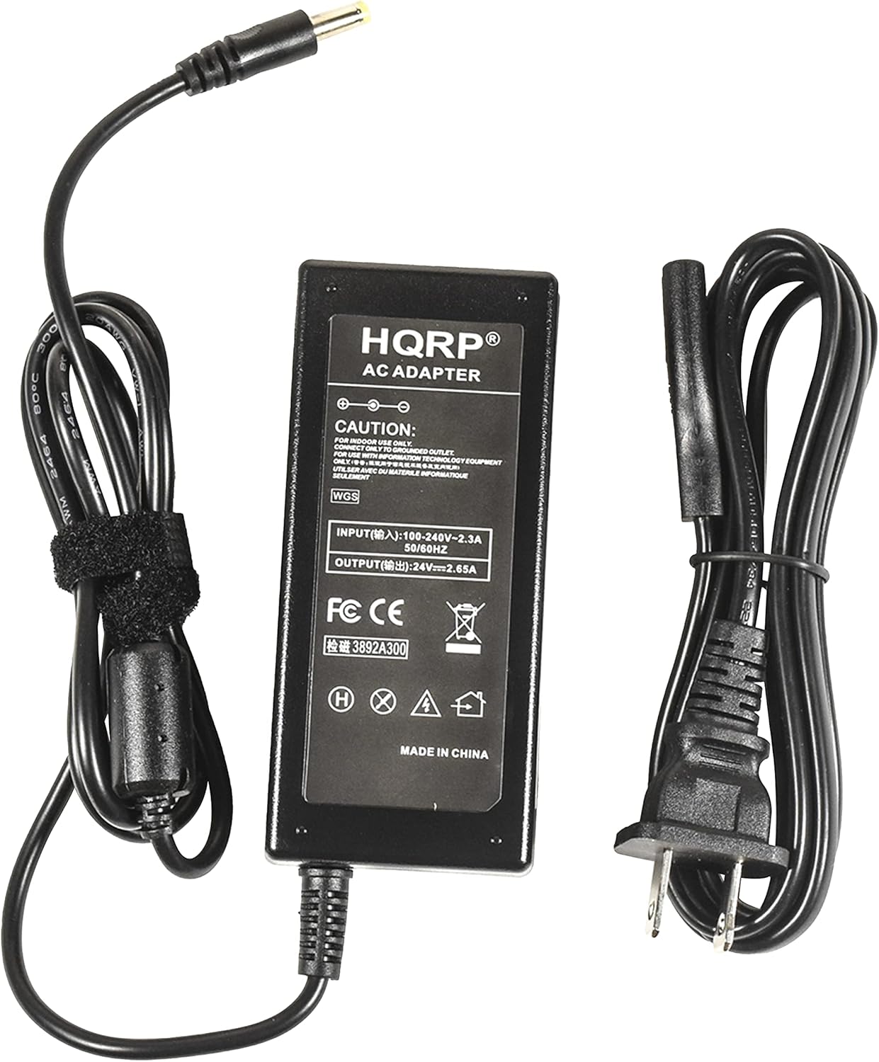 300 FOUE Ja ! PSPE 2464 WM HQRP R AC ADAPTER CAUTION: FOR INDOOR USE ONLY CONNECT ONLY TO GROUNDED OUTLET INFORMATION FECROLOGY 0GT ONLE TUSS EOUPMENT UTILISER AC ou MATERIEL SEULEMENT INFORMATIQUE WGS INPUT():100-240V~2.3A N 100 50/60HZ OUTPUT():24Vm2.65A FC CE 3892A300 H X 4 MADE IN CHINA
