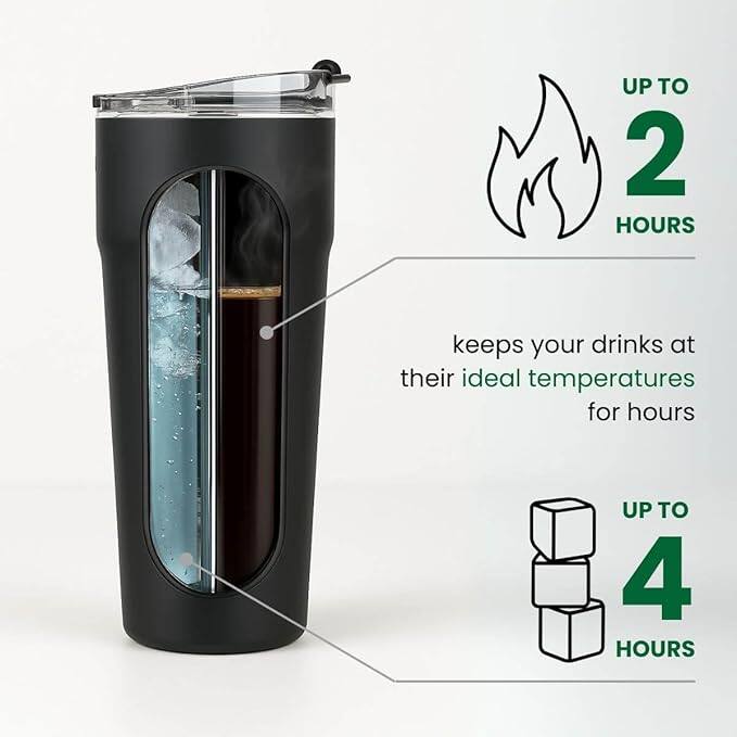 UP TO 2 HOURS keeps your drinks at their ideal temperatures for hours  
UP TO 4 HOURS