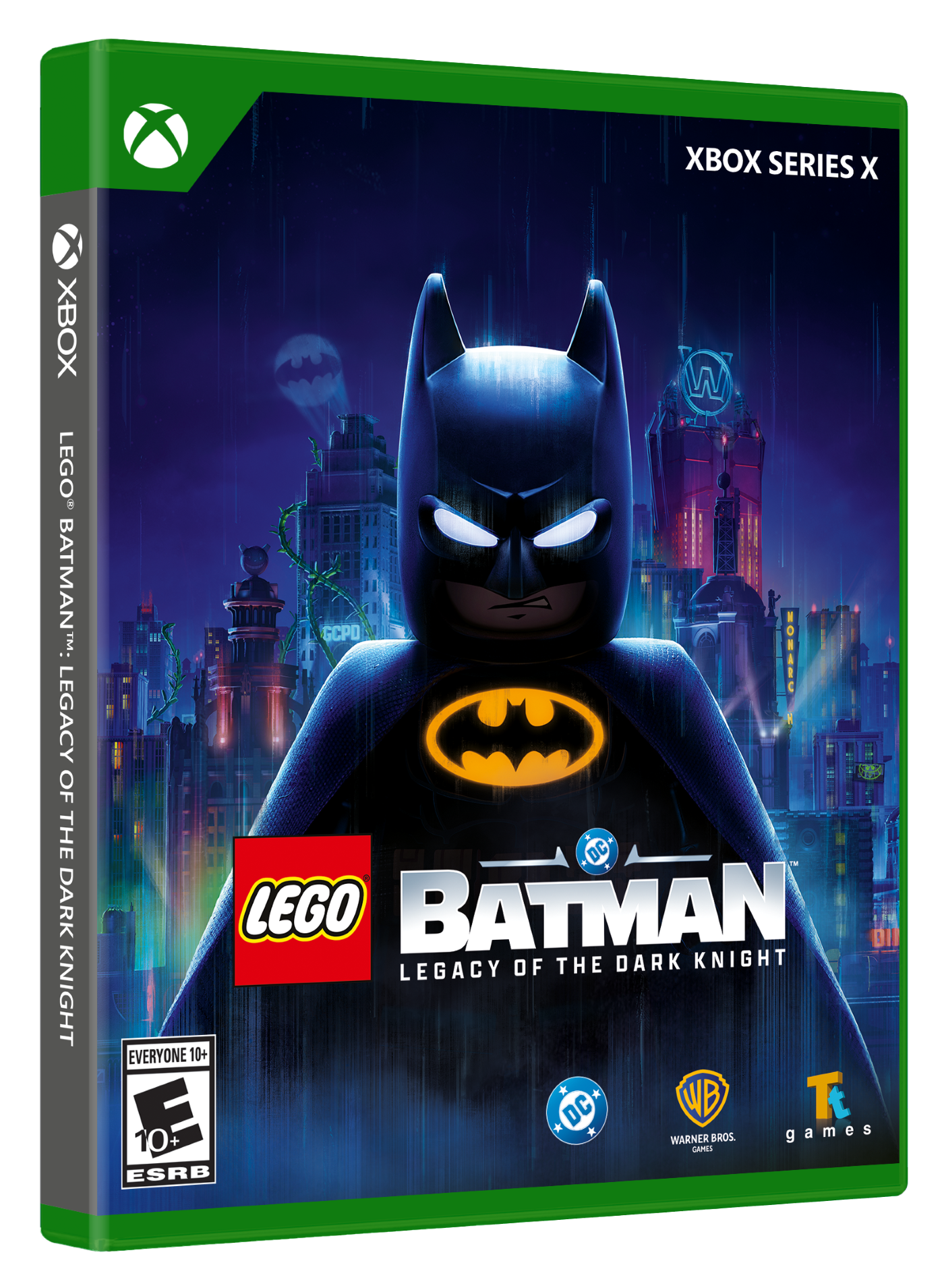 XBOX SERIES X  
LEGO BATMAN: LEGACY OF THE DARK KNIGHT  
EVERYONE 10+  
ESRB  
WB GAMES  
DC  
Tt games