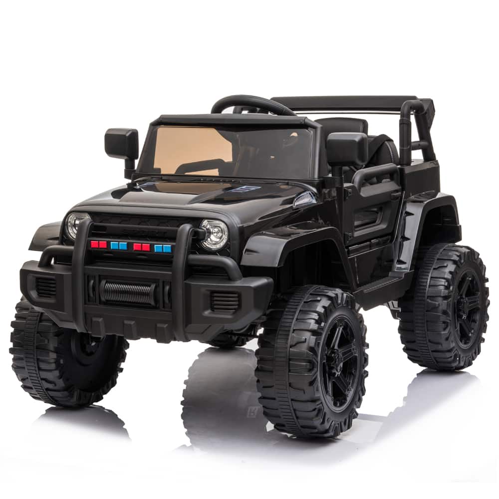 Winado - Ride on Truck with Remote Control, 4 Wheels 12V Battery Powered Kids Car, with LED Headlight/Horn Button/ MP3 Player/USB - Black