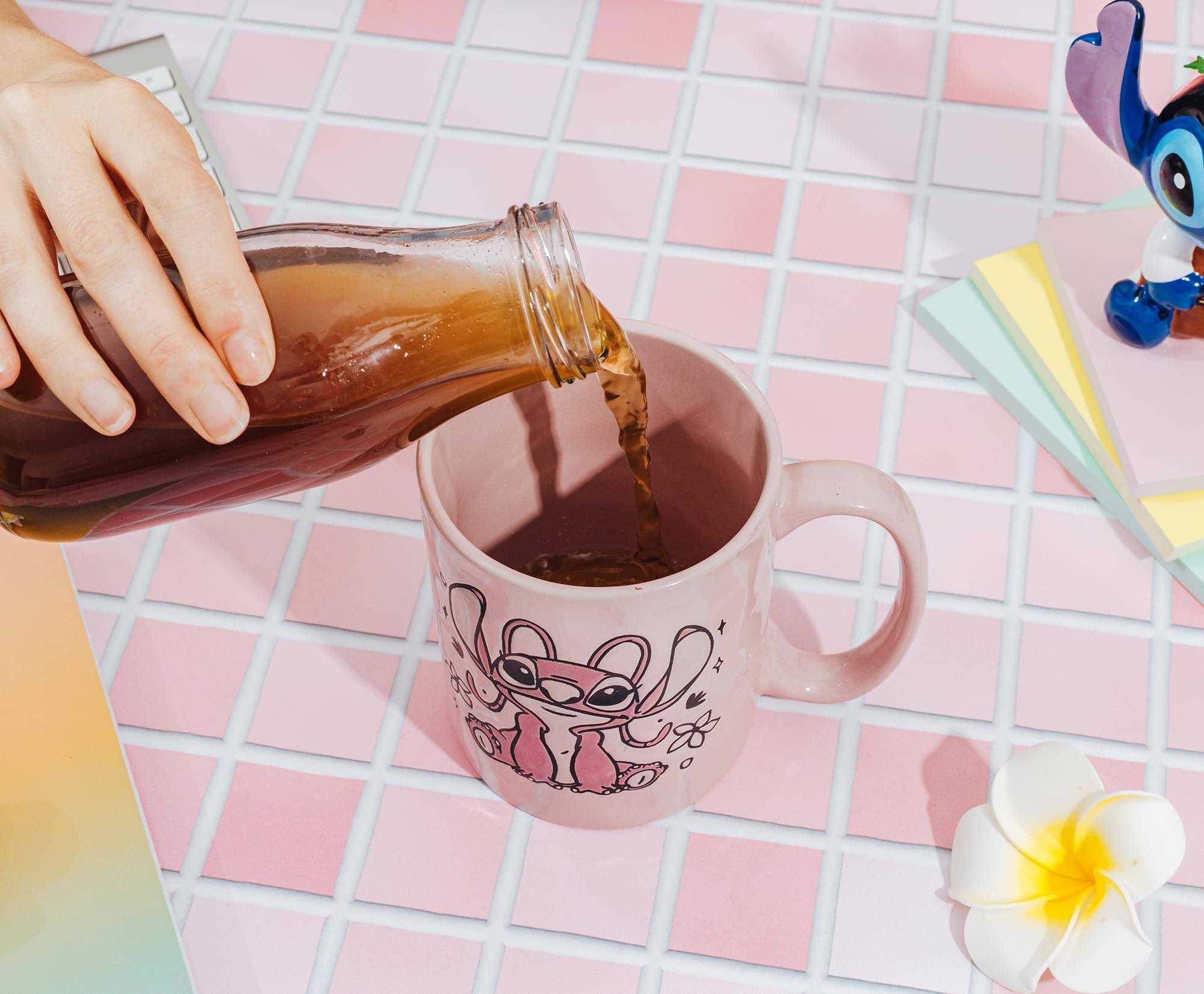 Alt View 3. Silver Buffalo - Disney Lilo & Stitch Angel Floral Ceramic Pottery Mug | Holds 17 Ounces - Multi-Colored.