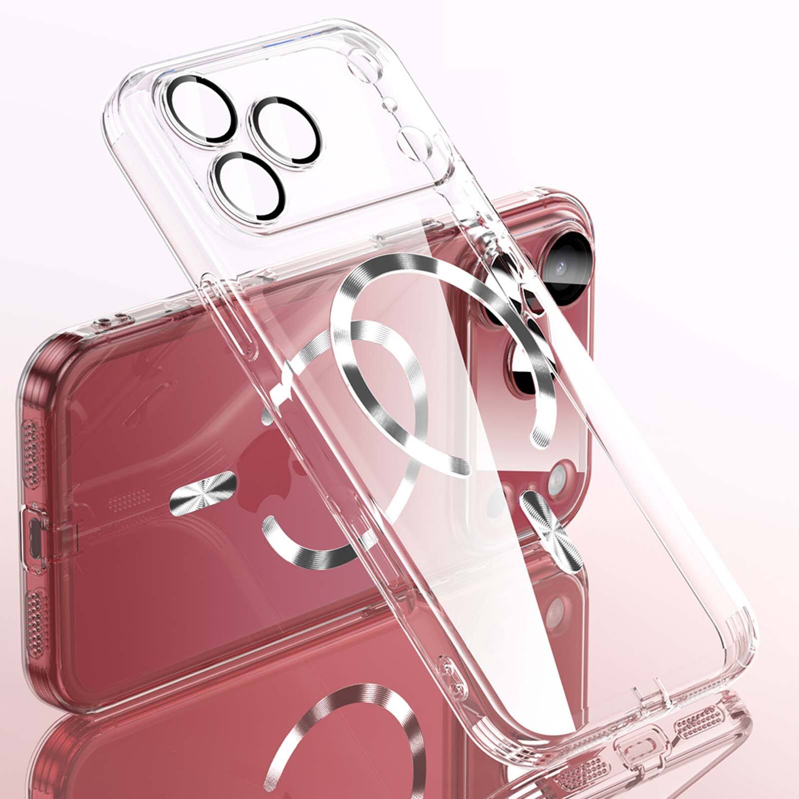 Front. Dteck - Magnetic for Apple iPhone 17 Pro Max Case Compatible with MagSafe, Slim Plating Frame Clear Cover Camera Lens Protector - Clear.