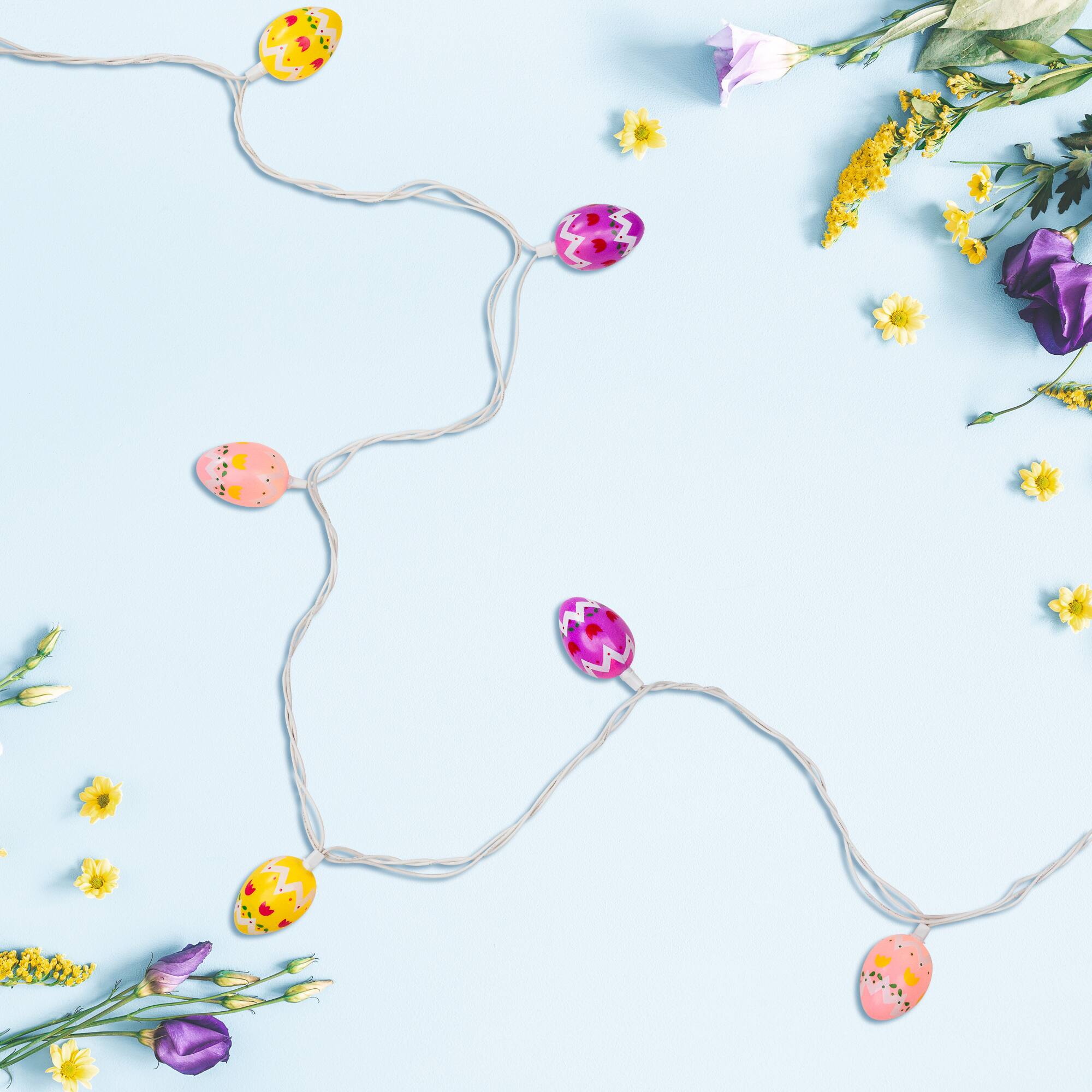 Alt View 3. Northlight - 10-Count Pastel Multi-Color Easter Egg String Light Set, 7.25ft White Wire - Pink.