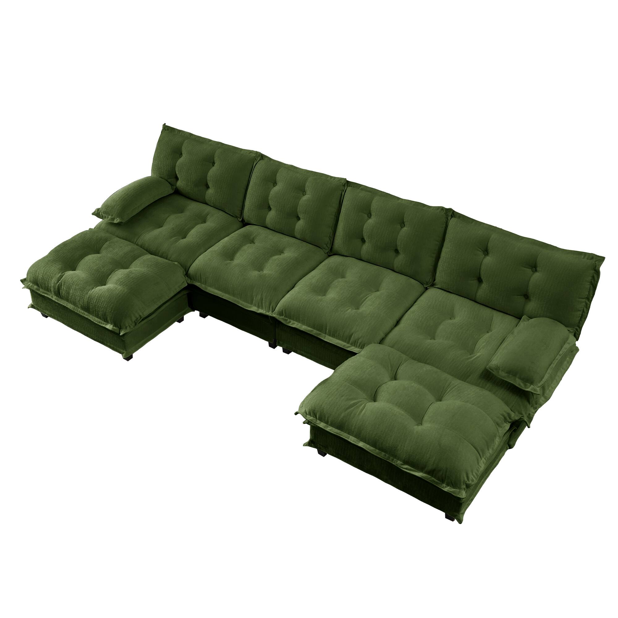 Alt View 2. LOVMOR - 138 inch U Shaped Modular Deep Seat 4 Seat Chenille Sectional Couch Compressed Pack For Bedroom Apartment Cozy - Green.