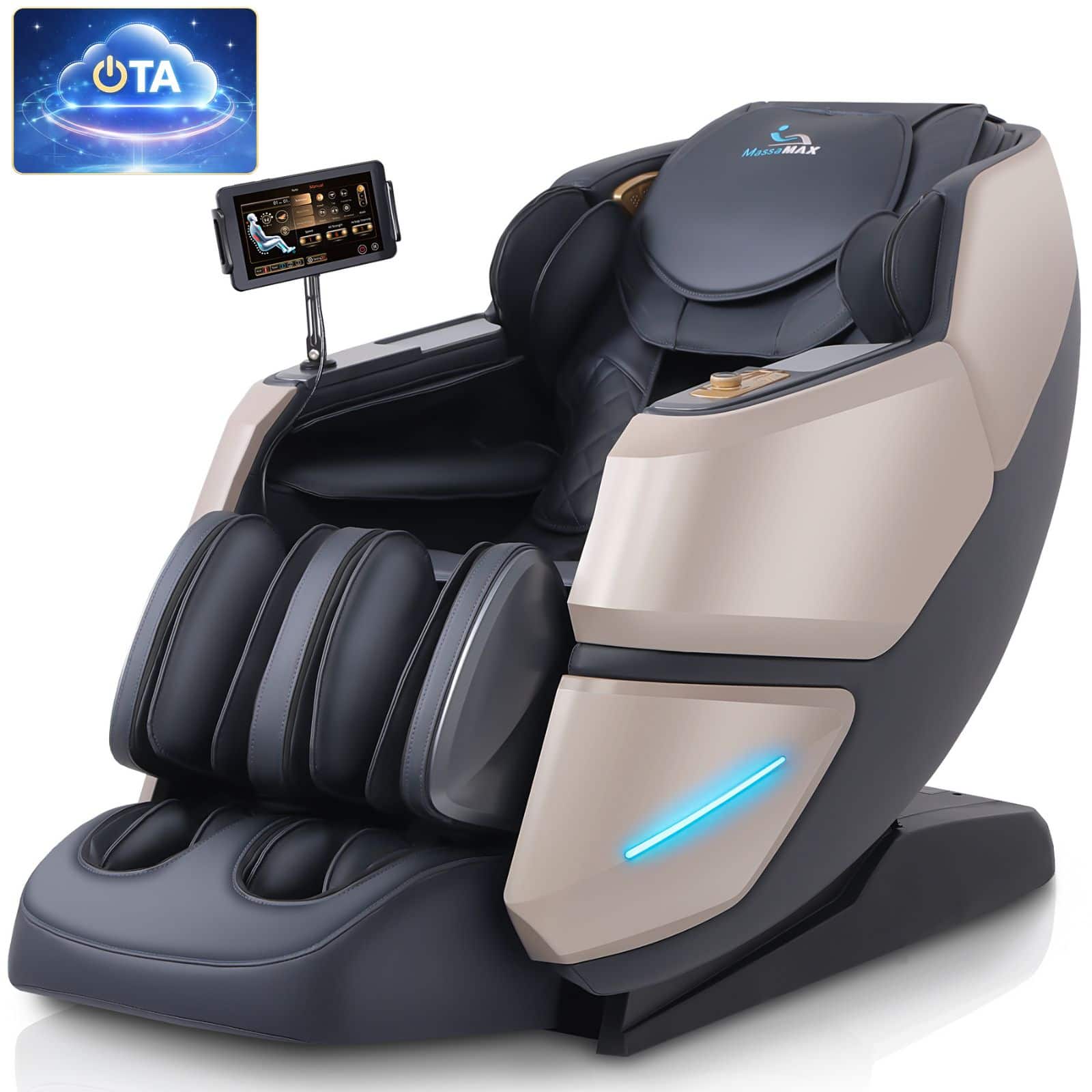MassaMax - MT339 4D Massage Chair,with OTA Cloud Tech,Body Scan,Auto Extended Footrest ,Heat - Magic Black