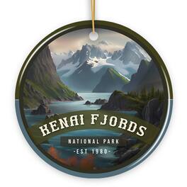 OrnamentallyYou - Kenai Fjords National Park Retro Style Ornament Alaska USA Tourist Attraction and Gift - Multi-colored