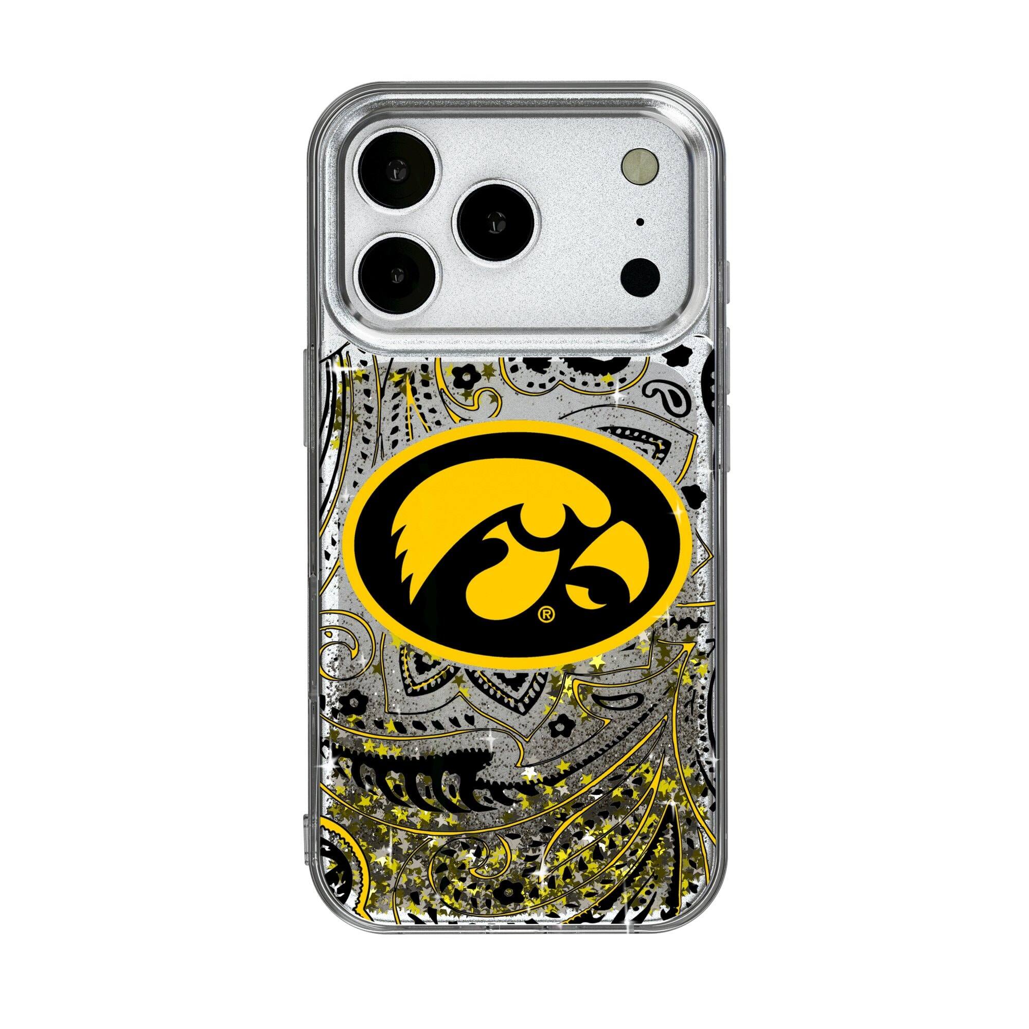 Front. Keyscaper - Iowa Hawkeyes iPhone Glitter Paisley Design Case - 12 Pro Max - Multicolor.