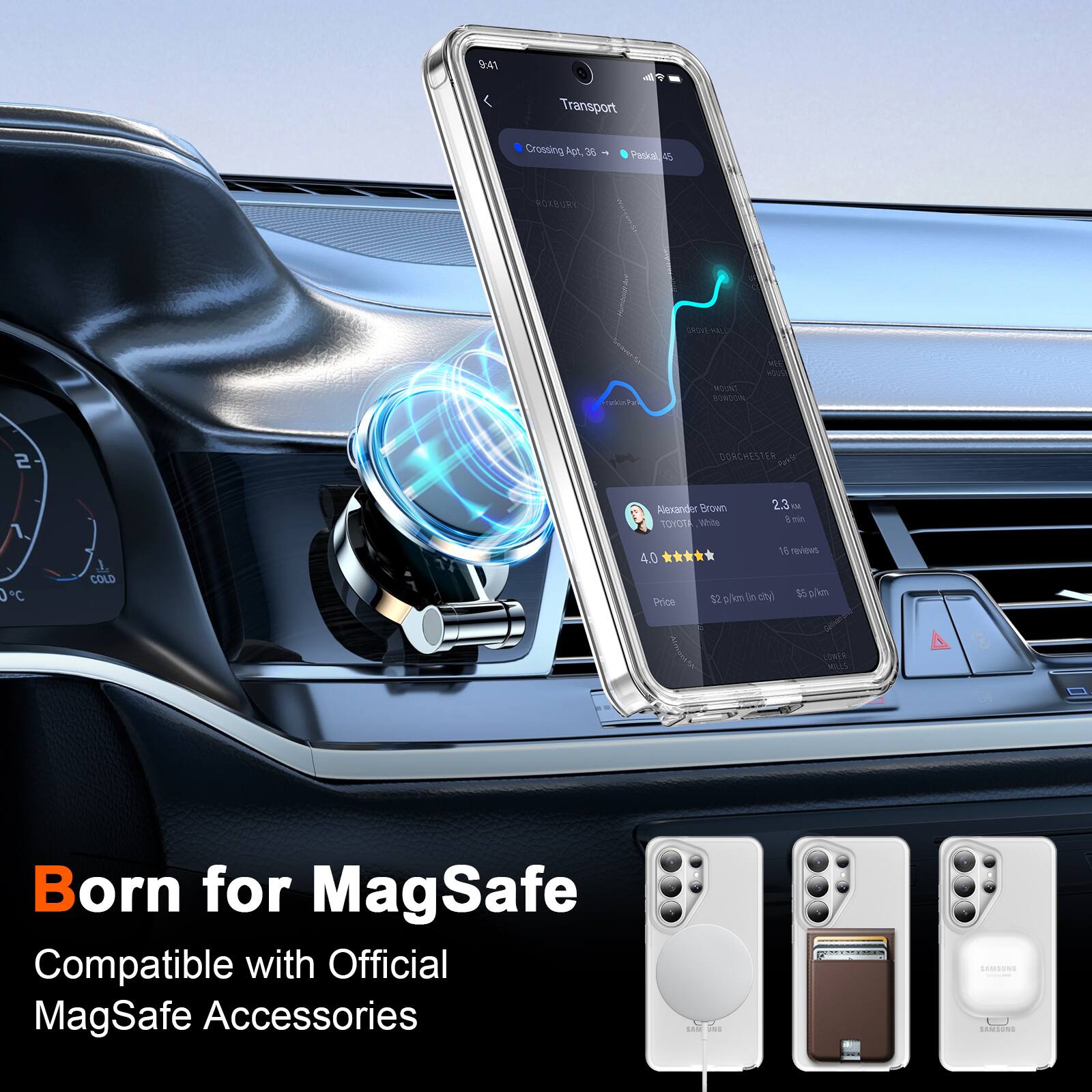 3:47 A Transport Crossing pt, 36  
3 Pranicakues  
4 RORRURY  
Len MA ct MOUN7 BOROON voW S DONCMESTER  
Alexander Brown TOYOTA M 2.3 - mn 0 C J COLD 1 revbet 4.0 p/im in cn) 5 2km Poce  
A SOREA MEIS Born for MagSafe Compatible with Official MagSafe Accessories ONs LAMSORS ediiNs