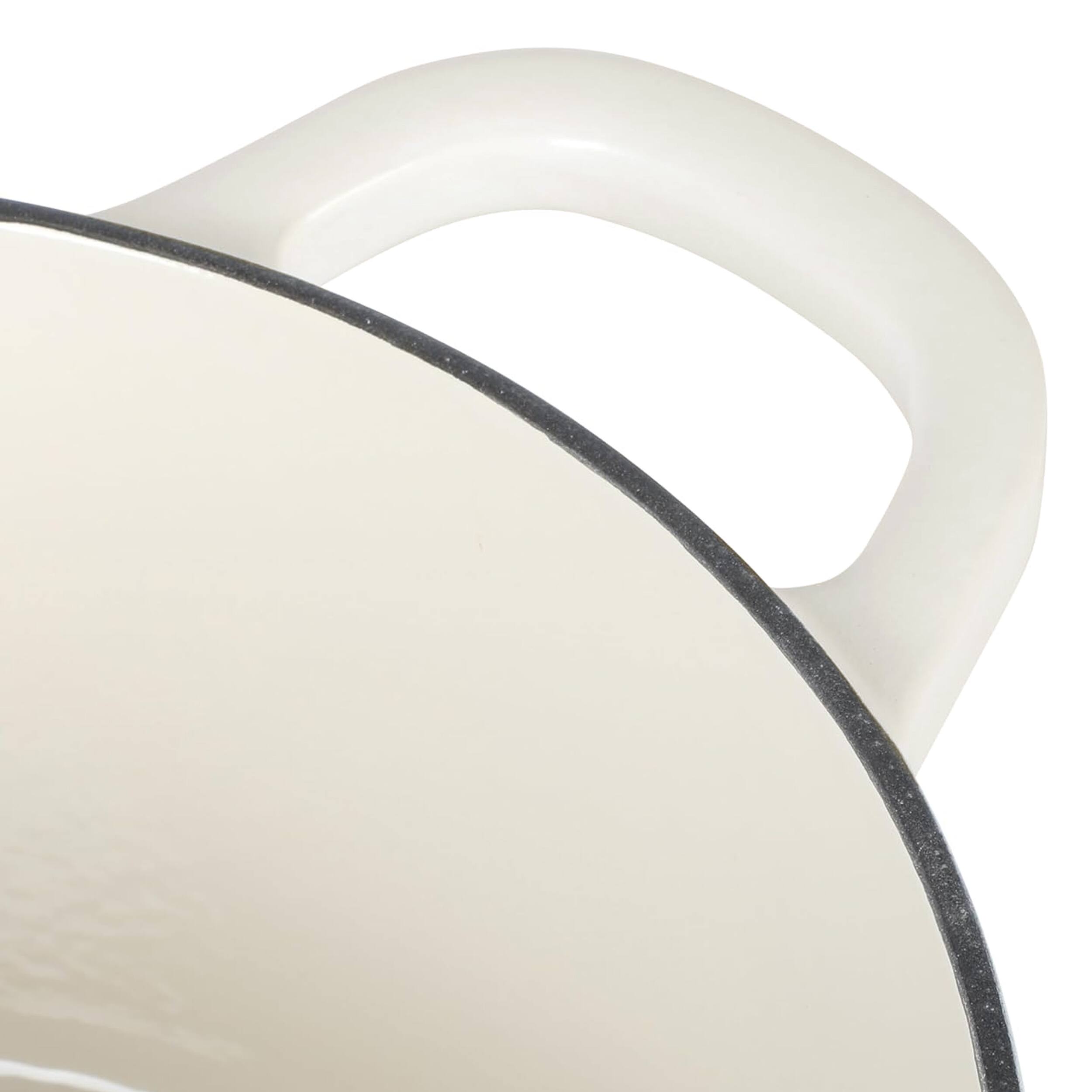 Alt View 3. Crockpot - Crockpot Artisan 7 Quart Oval Enameled Cast Iron Dutch Oven in Linen with Gold Handle - Linen.