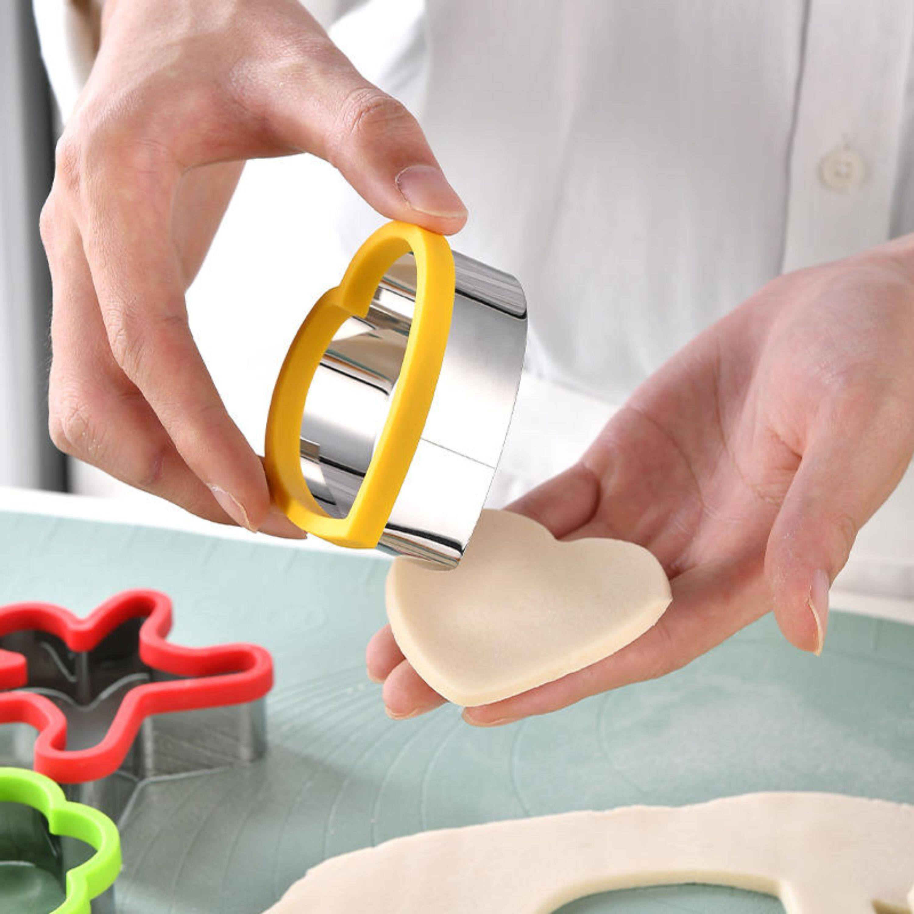 Alt View 1. Kitcheniva - 4-Piece Stainless Steel Cookie Cutter with Silicone Grip.
