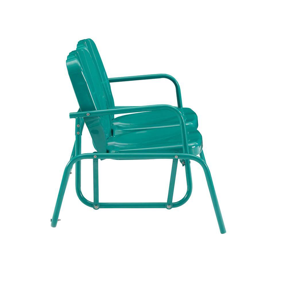 Left. Crosley Furniture - Ridgeland Retro Outdoor Loveseat Glider - Turquoise Gloss.