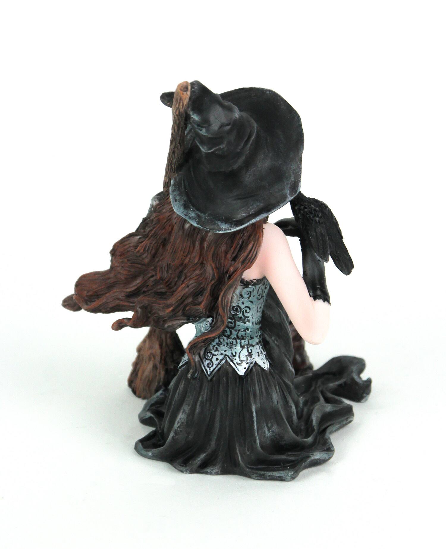 Alt View 3. Everspring Import Co. - Sitting Witch Holding Broomstick w/Black Raven Figurine Statue - Multicolored.